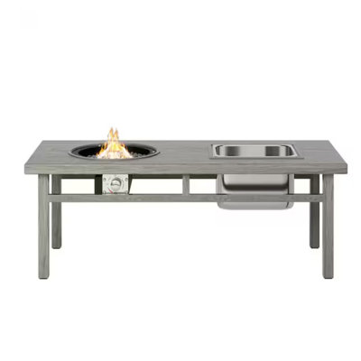 47 - Inch Multifunctional Gray Aluminum Propane Fire Pit Table, 50,000 , Ice Bucket, Great For Patio Hosting 47" 31 Rust Proof Aluminum, Ideal And Poolside Entertaining