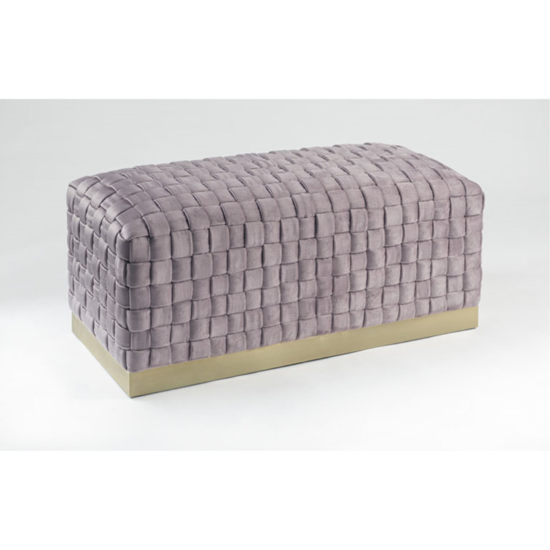 Tylani Velvet Upholstered Bench, Lilac, Gold