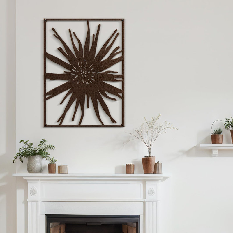 Décoration murale décorative murale en métal, H 18 po x l 13,43 po x P 0,05 po, Brun