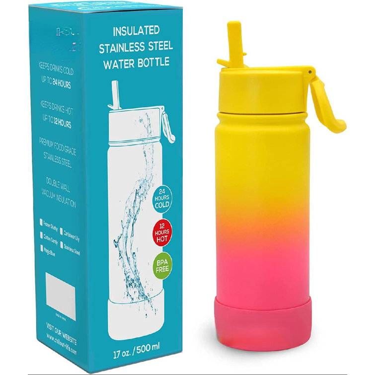 Kids Water Bottle, 12oz Water Bottles Kids with Straw and Stickers