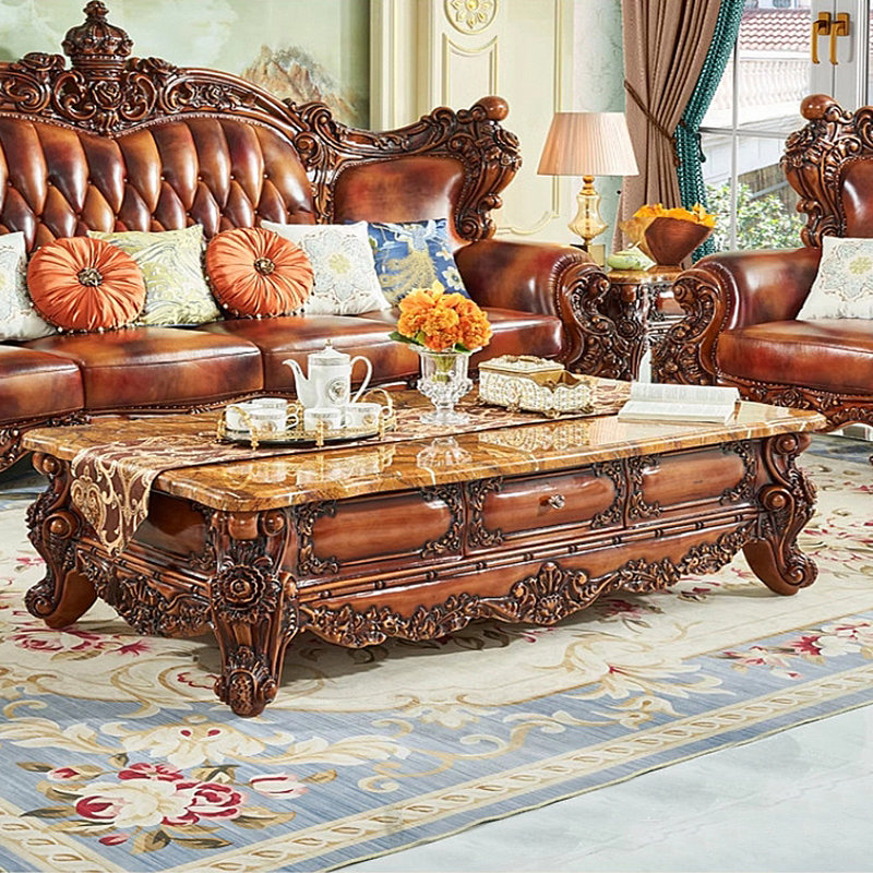 Table basse European Vintage, H 20,47 po x L 70,87 po x l 39,37 po
