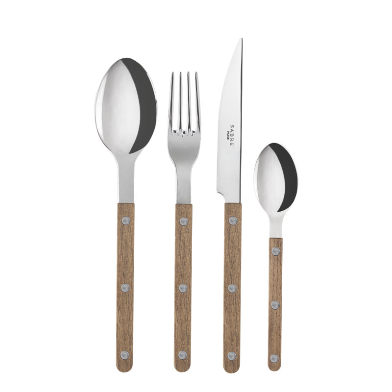 Sabre Paris - 24 Pieces Cutlery Set Bistrot Shiny Solid, Teak
