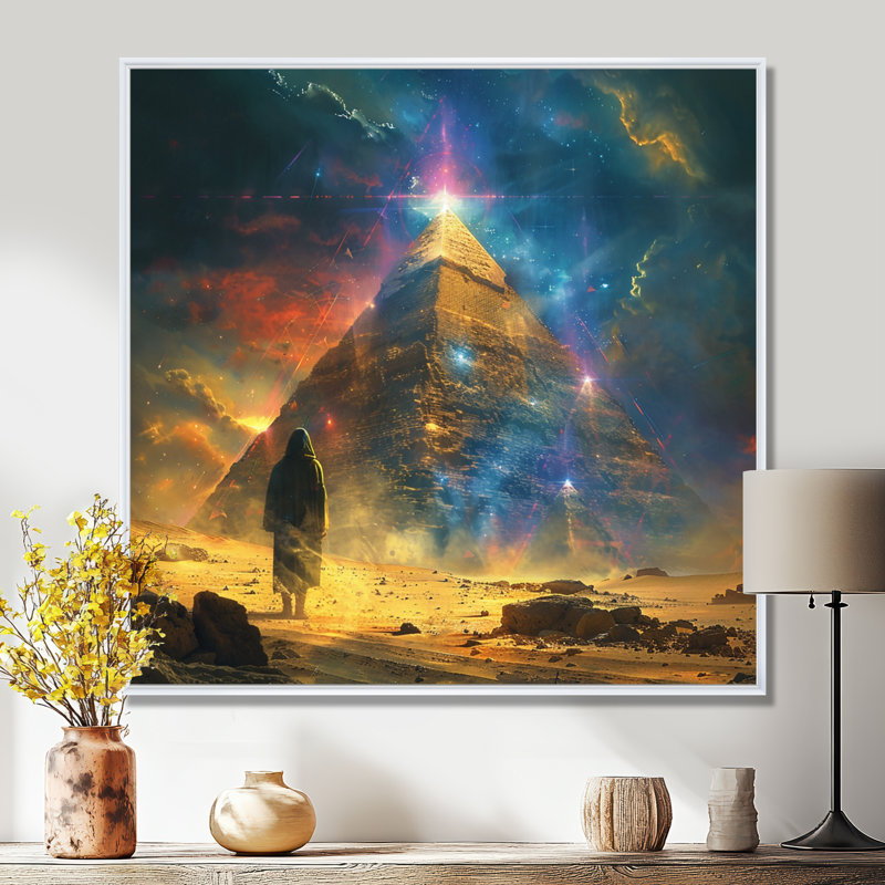 «Meditations Of Antiquity Pyramids - Abstract Landscape», reproduction d'art mural, Cadre flottant blanc, H 16 po x l 16 po