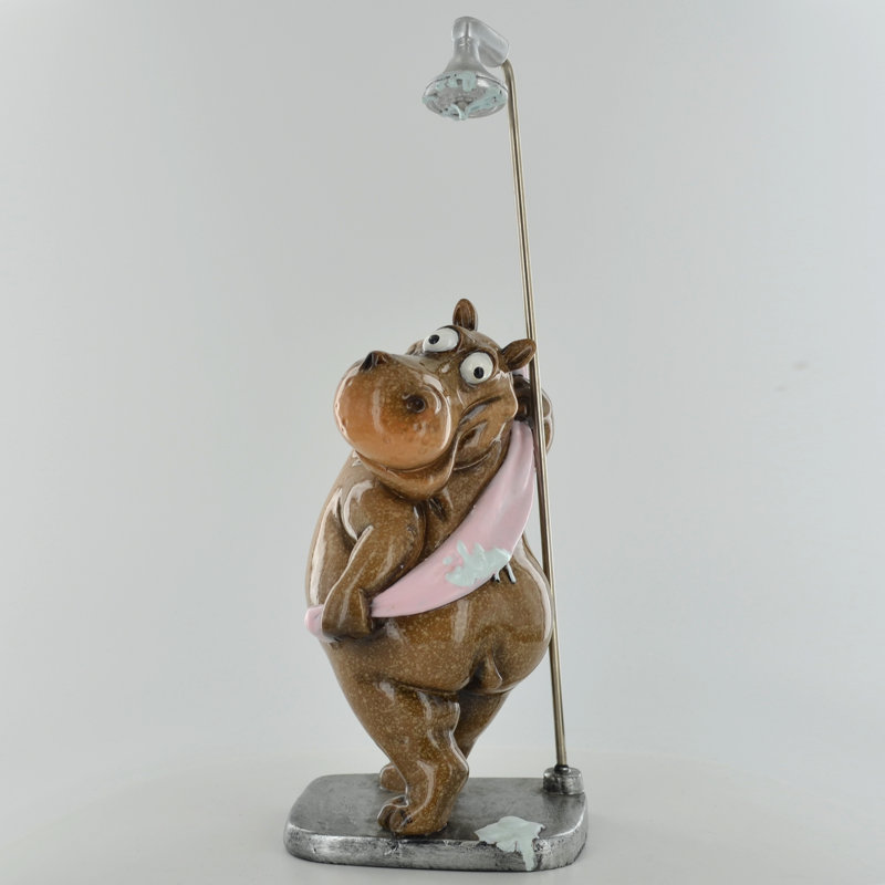 Dilley Hippo In The Shower Comical Figurine