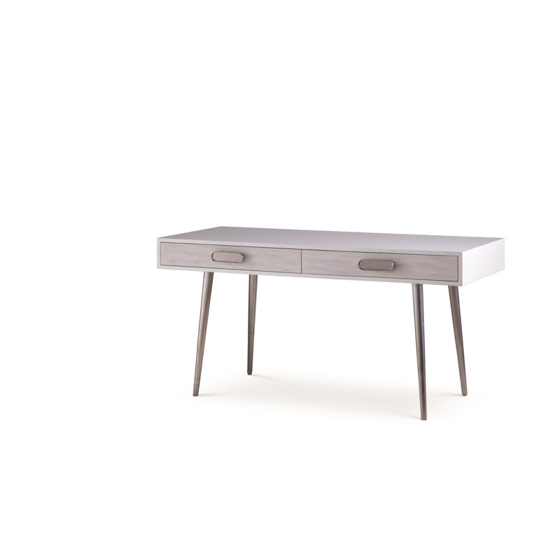 Solid Wood Writing Desk, Smooth White Gesso