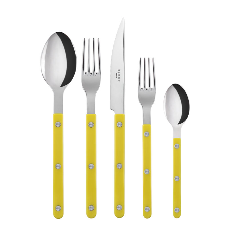 Bistrot Solid 5 - Piece Stainless Steel Flatware Set - Service for 1, Yellow