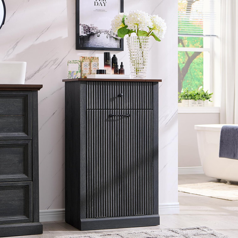 Modern Tilted Laundry Basket Cabinet