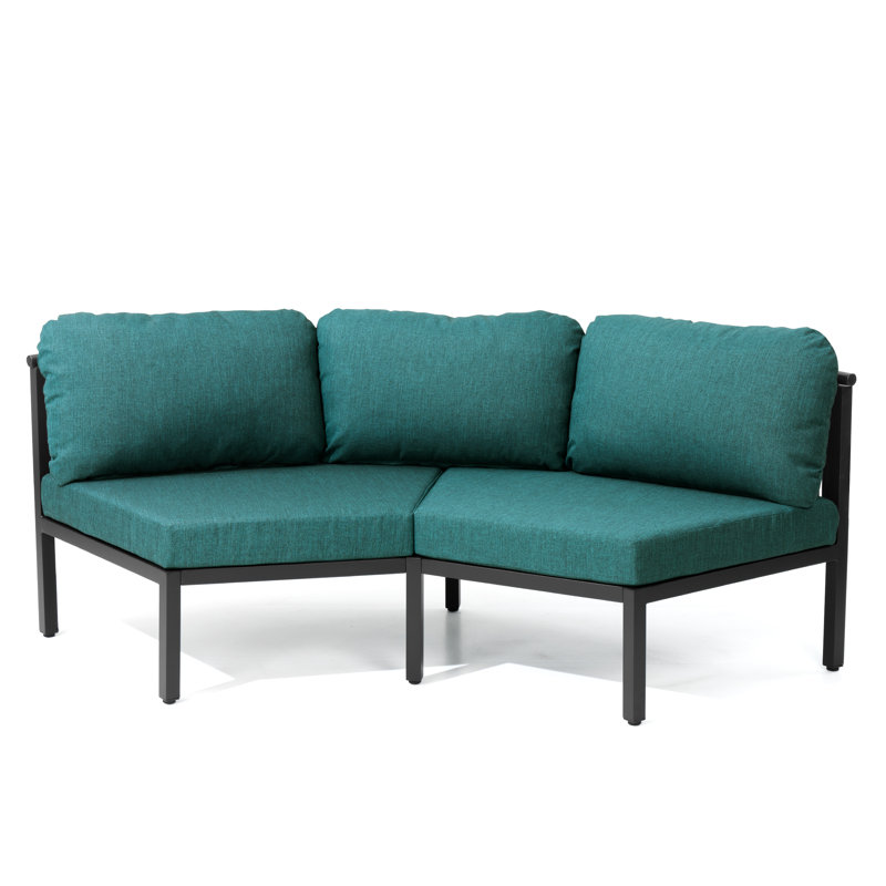 Ensemble de canapé modulaire d'extérieur en aluminium 2 personnes , 2, Malachite