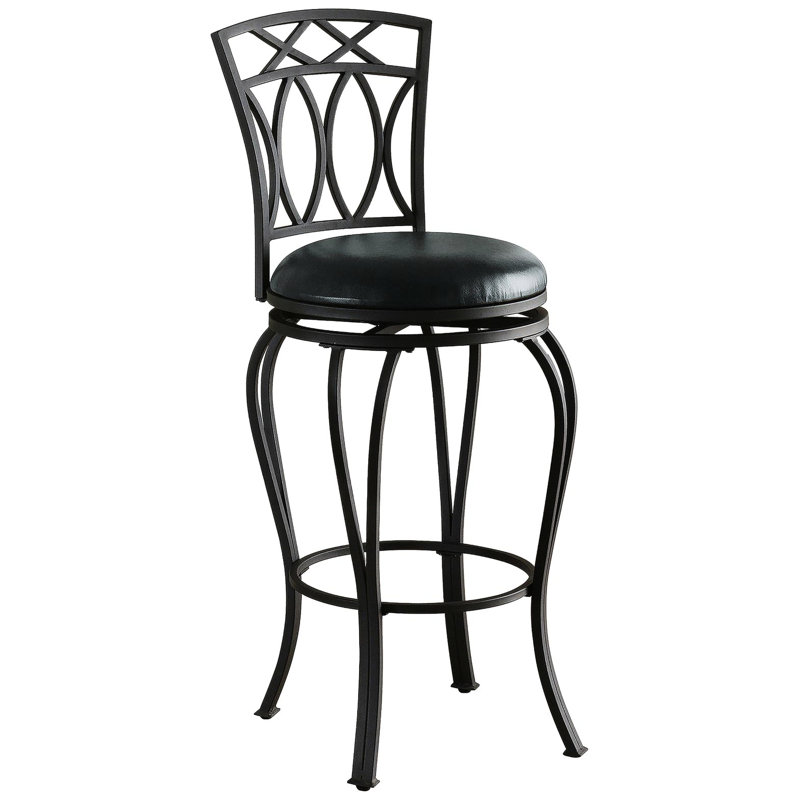 Tabouret de salle à manger pivotant noir en métal 360 - hauteur 44 po, largeur 19 po, profondeur 17 po, hauteur de siège 29 po, capacité de poids de 200 lb, pivotant de style traditionnel,