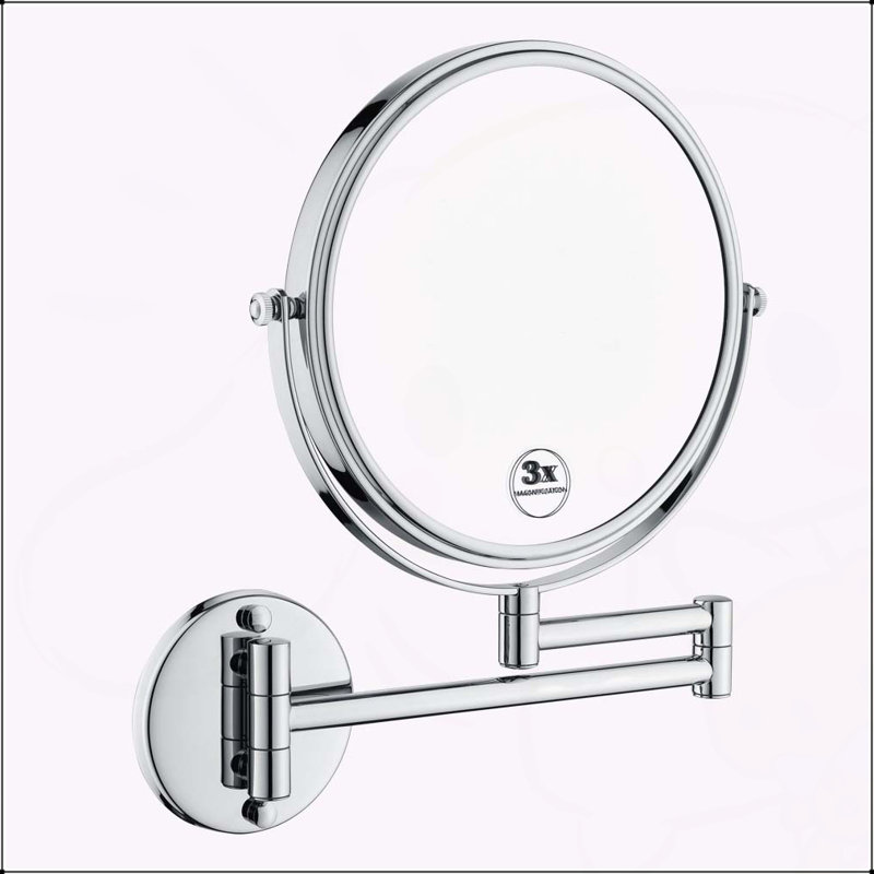 Miroir de maquillage mural polyvalent à DEL avec rotation à 360 degrés et boutons imperméables, Chrome