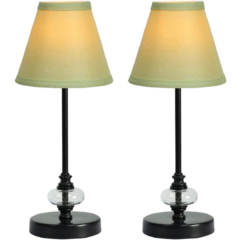 Ensemble de lampe de table 15 po Marcelina, Blanc mat, Vert olive