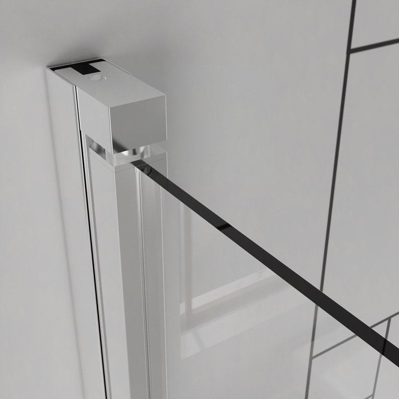 Portes de douche, porte de douche battante sans cadre l 32 po x H 72 po, verre trempé transparent de 1/4 po (6 mm), quincaillerie de finition, installation réversible