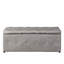 Meuble de rangement rectangulaire avec 2 poufs en lin beige, coussins confortables garnis de mousse, style moderne pour chambre, salon, balcon, gain de place, sièges supplémentaires pour les fêtes et réunions de famille.