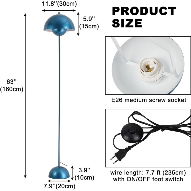 Lampe sur pied 11,8 po Modern