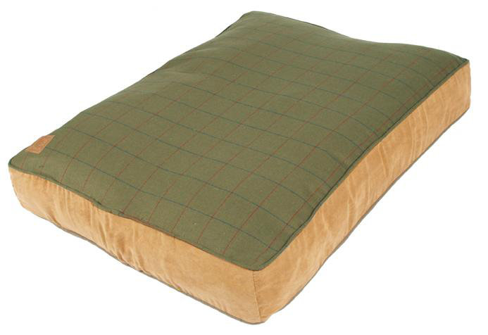 Tweed Geometric Faux Suede Pet Bed, Green, Large (125cm x 79cm x 14cm)