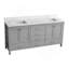 Meuble-lavabo 72 po, meuble-lavabo avec cadre en bois massif, comptoir autoportant avec double cuve gris