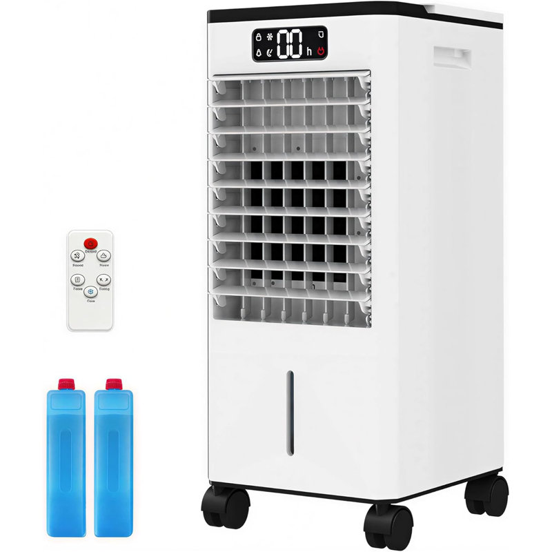 Climatiseur portatif 3 en 1 - réservoir d'eau 7L, refroidisseur et humidificateur par évaporation, télécommande, 3 vitesses, minuterie 12H, mini climatiseur silencieux sans fenêtre pour la chambre à coucher, bureau, dortoir, véhicule récréatif - blanc