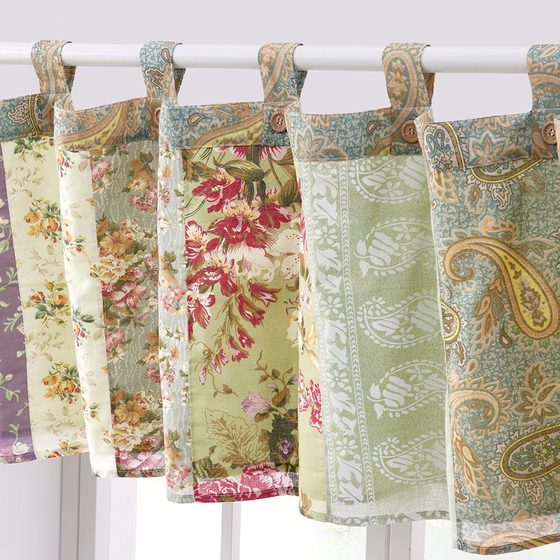 Greenland Home Fashions Blooming Prairie Window Valance – 21" H Lined Cotton Curtain With Tab Top And Button Details, 84" W