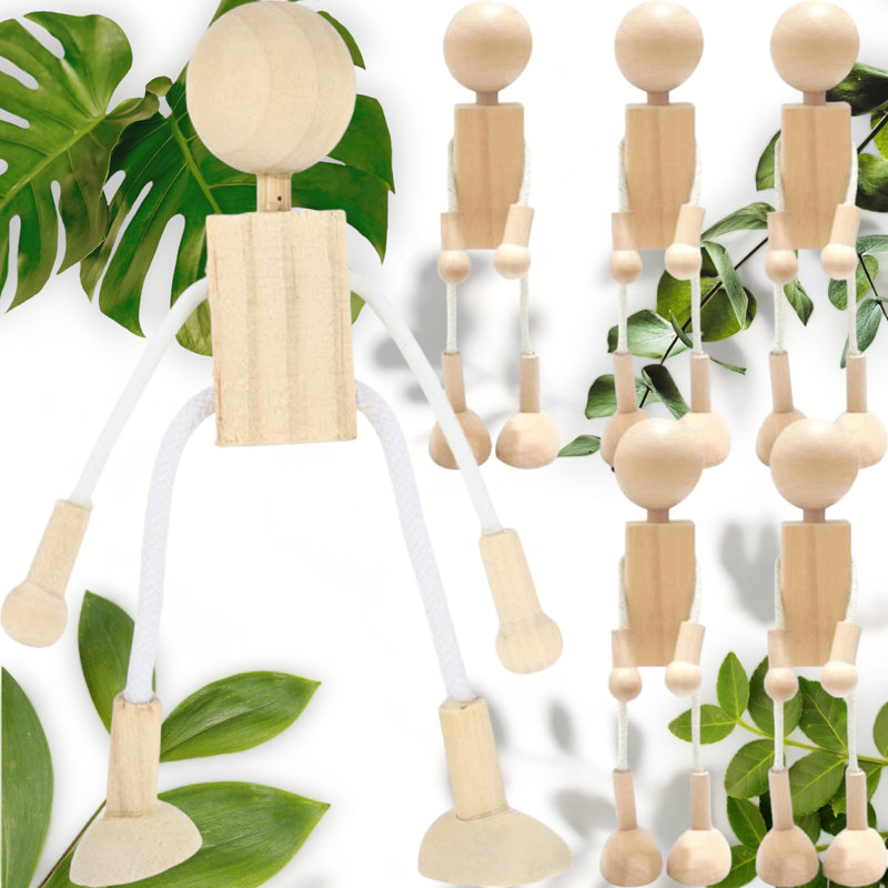 6pcs Unfinished Wooden Peg Dolls for Crafts and Decoration