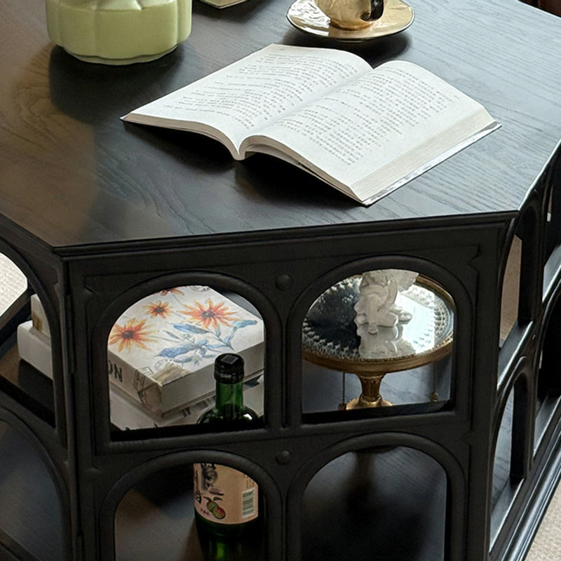 Table basse hexagonale de style français rétro, Noir