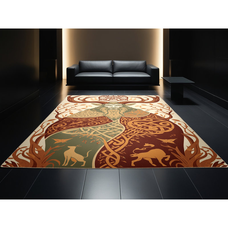 Tapis moelleux et moelleux au look rustique Kater Cernunos, 7 x 9