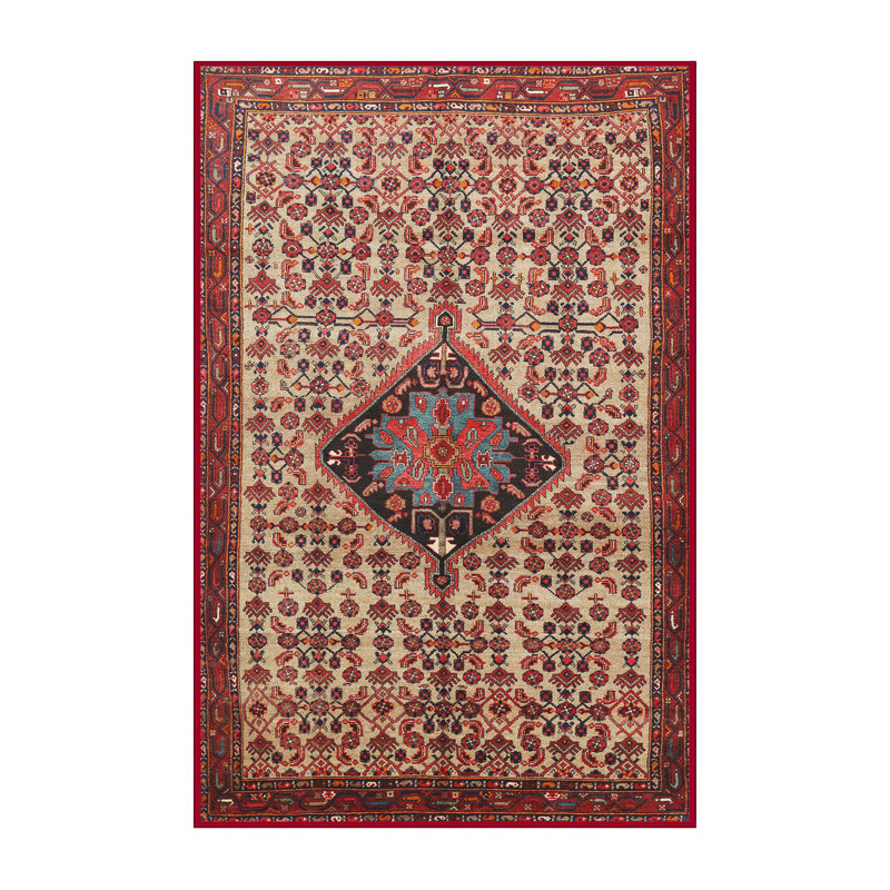 Tapis traditionnel rouge / brun / noir, Rectangle 4 pi x 6 pi