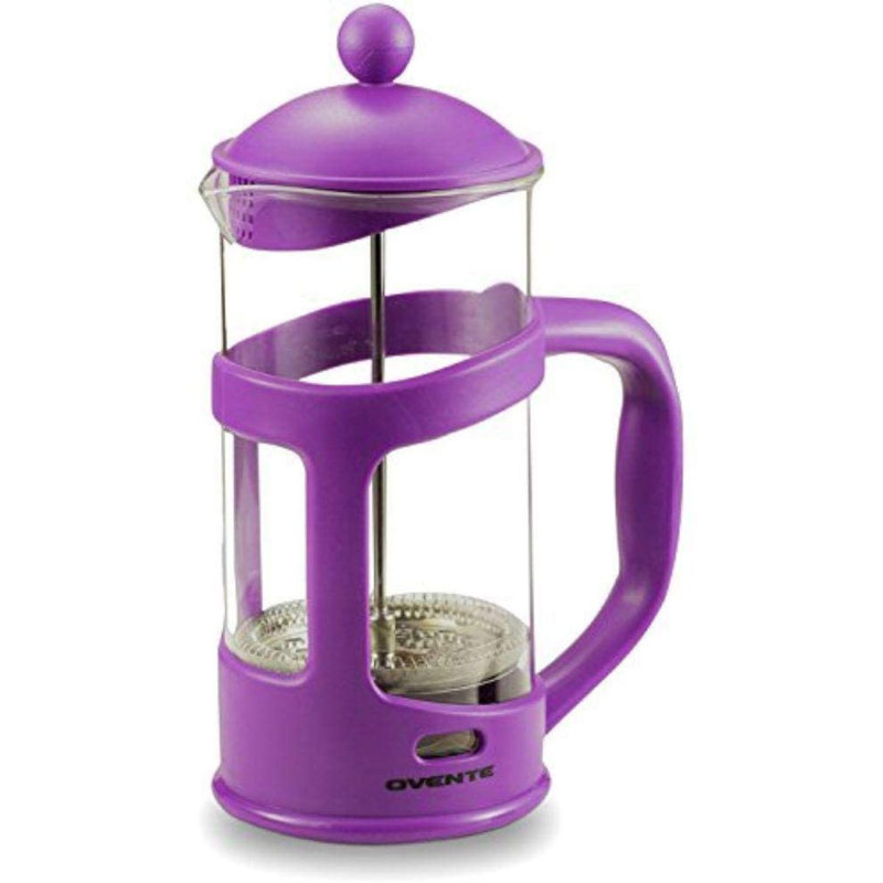 OVENTE French Press Coffee Maker 34 Ounce with Heat Resistant Borosilicate Glass & Stainless Steel 4-Level Filtration System, Portable Cold Brew Coffee Maker for Travel, Camping or Gift, Red FPT34R