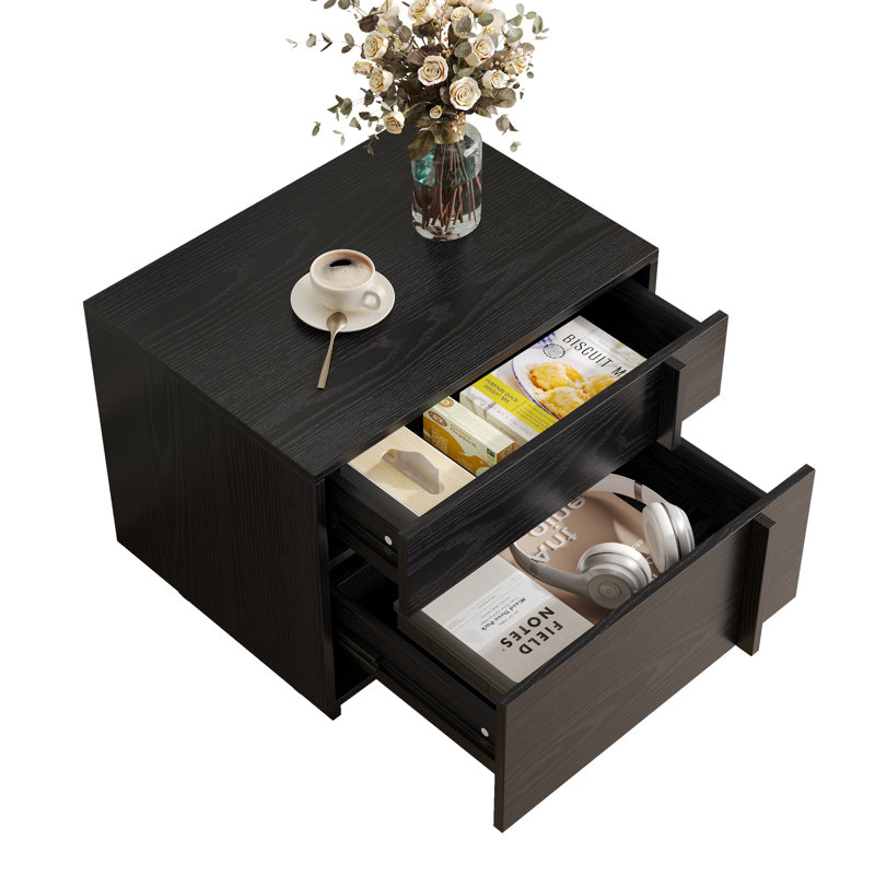 Ensemble de 2 tables de chevet Mid-Century, table de chevet grain de bois avec tiroirs à fermeture en douceur, table de bout de chambre à coucher moderne avec base renforcée, disponible en 3 couleurs