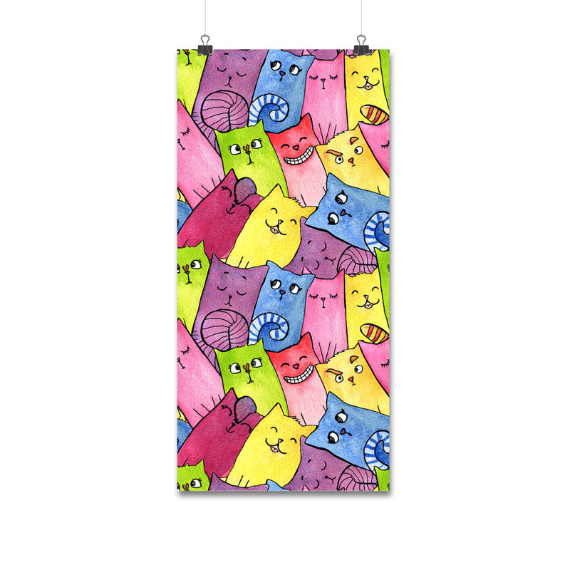 Bastrie Happy Cats Animals Pets Wallpaper, 250 x 250cm
