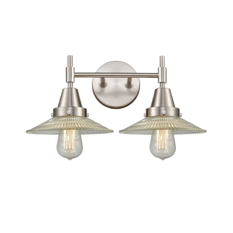 Éclairage pour meuble-lavabo à 2 lumières à intensité variable Gayle, Ampoule DEL rétro 4 watts, Nickel satiné, Transparent