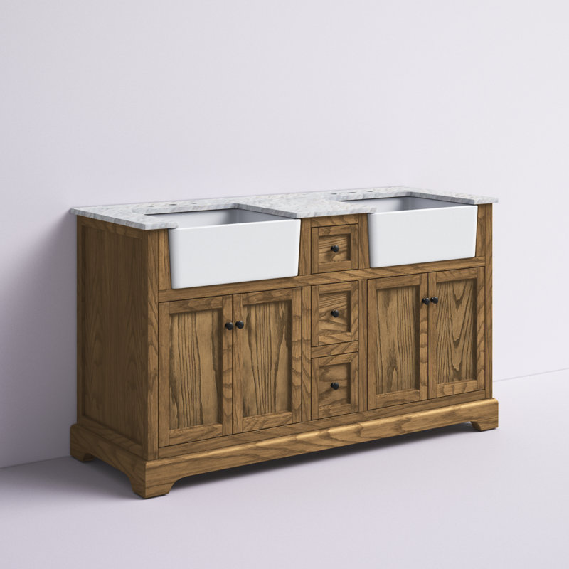 Ensemble de meuble-lavabo double 60 po Guri, Bois flottant