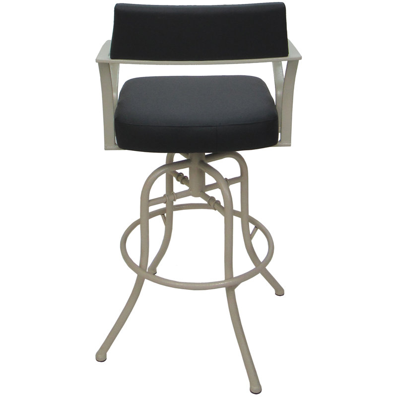 Tabouret de comptoir pivotant 26 po Chiyomi, Vinyle - siège gris / structure beige