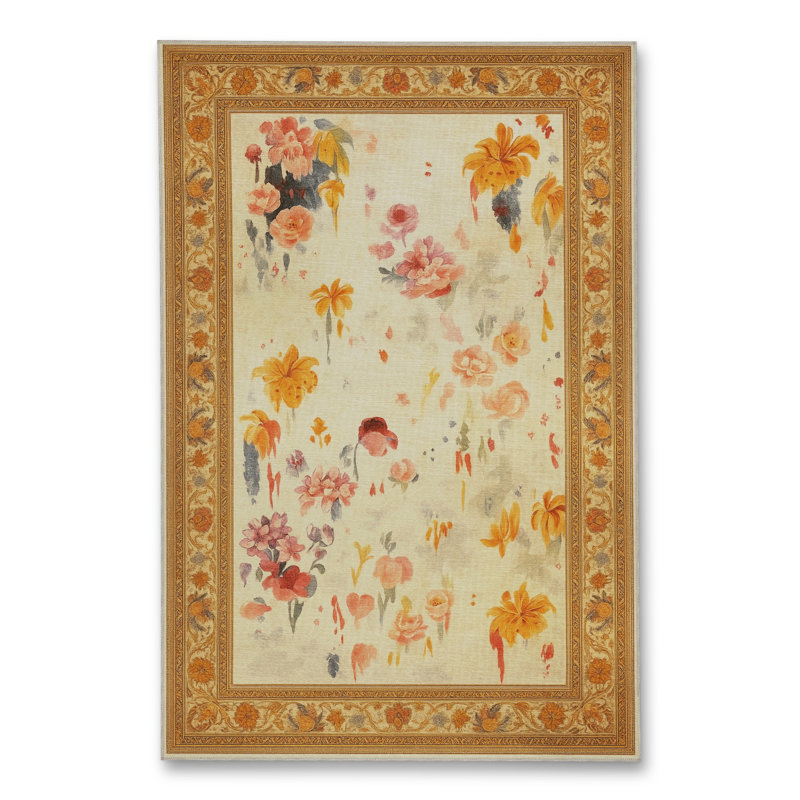 Tapis vert tissé à motif lavable Mosso, 2'6" x 4'11"