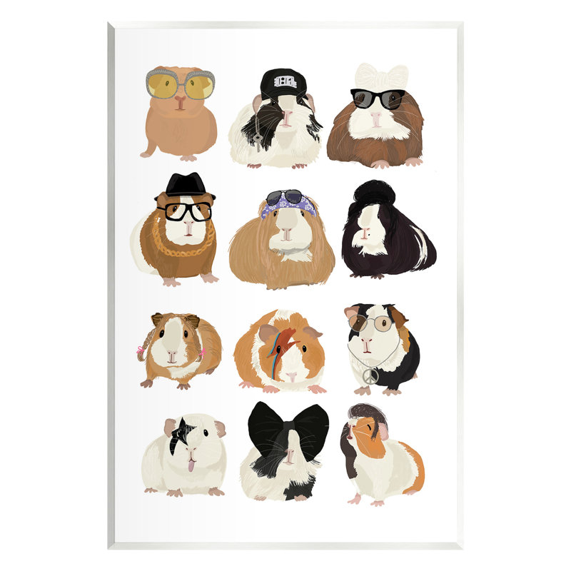 Art mural de cochons d'Inde tendance par Hanna Melin, H 19 po x l 13 po