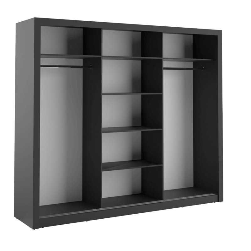 Neeyah 3 Door Manufactured Wood Wardrobe, Black