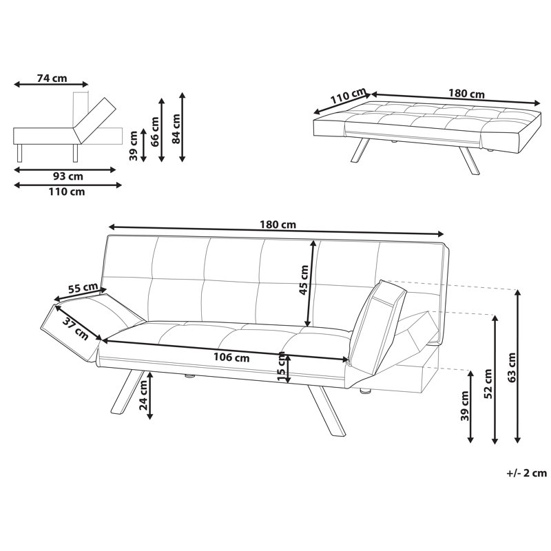 Daken 3 Seater Sofa Bed, Beige