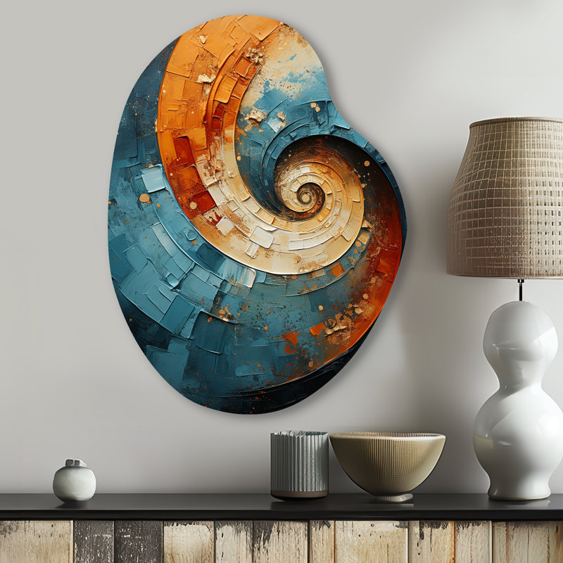 Cindylou - abstrait en forme de spirale, art mural en métal, forme libre moderne, H 30 po x l 22 po