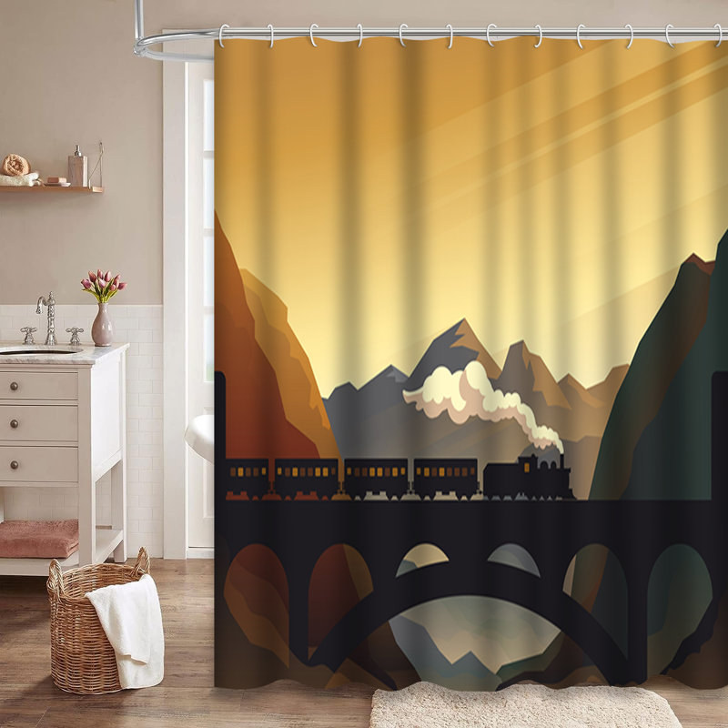 Rideau de douche avec 12 crochets Train Bridge, 72" L x 78" W
