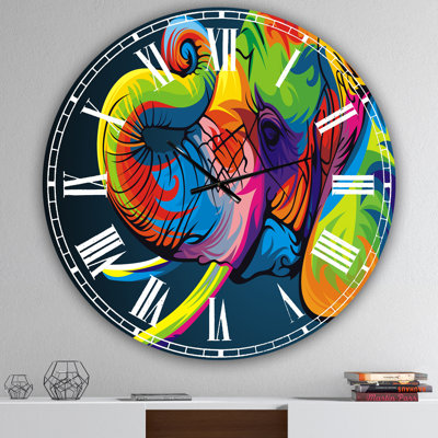 Horloge murale moderne The Happy Rainbow Elephant