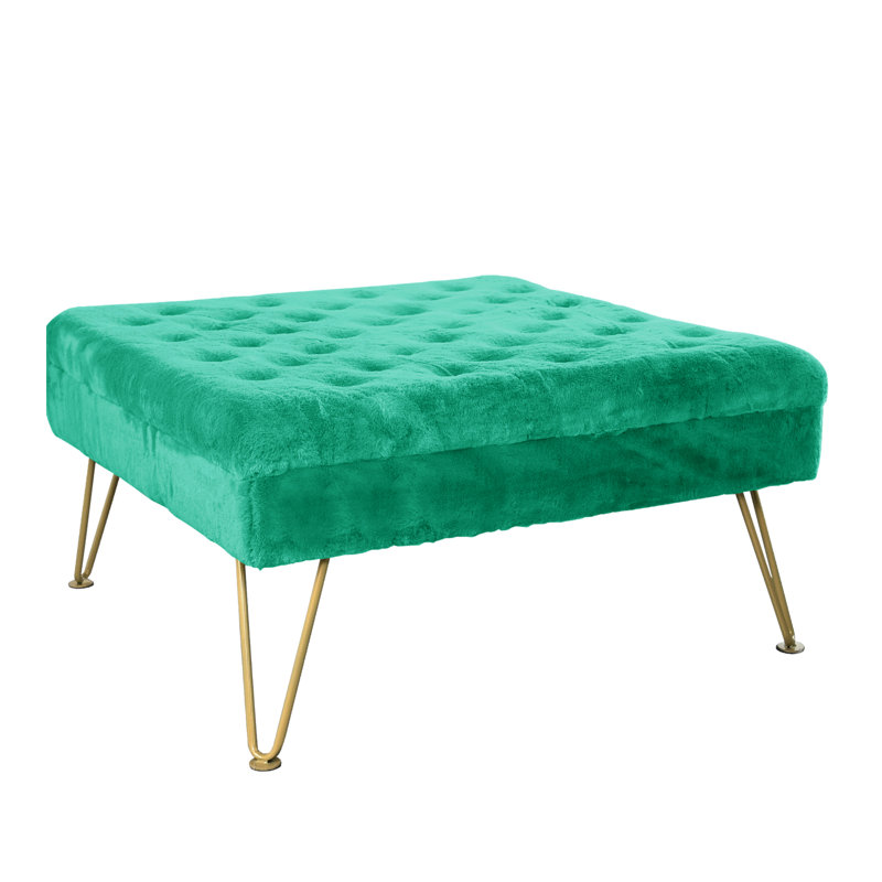 Heer Upholstered Ottoman, Arcadia Faux Fur