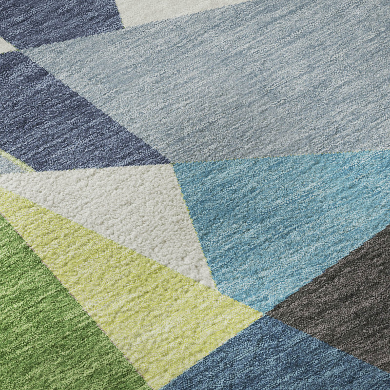 Premium Machine Washable Harjo AMF1609 Geometric Rug, Round 8'