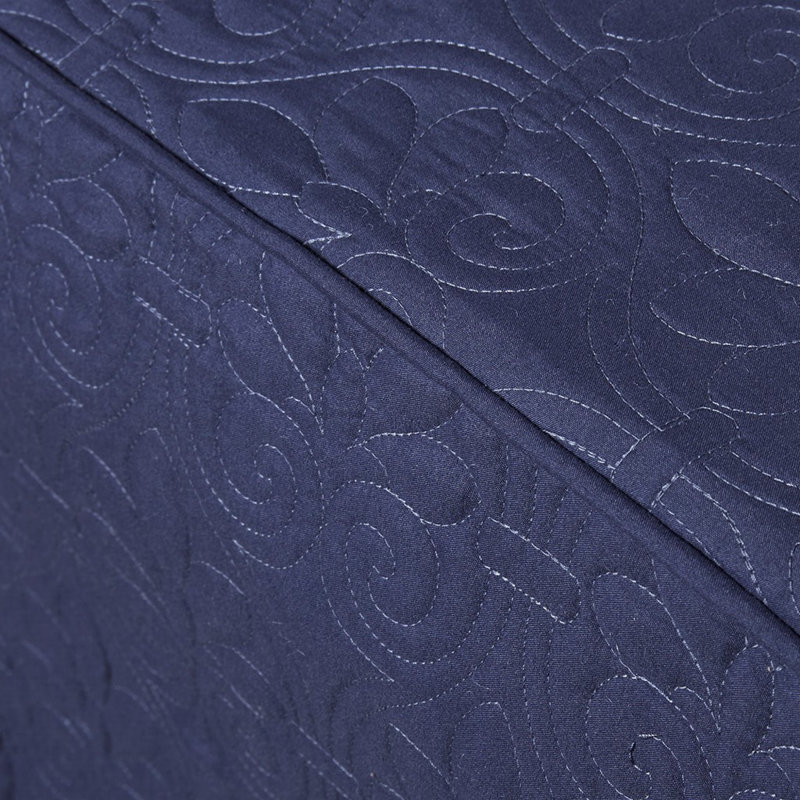 Couvre-lit matelassé en polyester hypoallergénique bleu marine classique