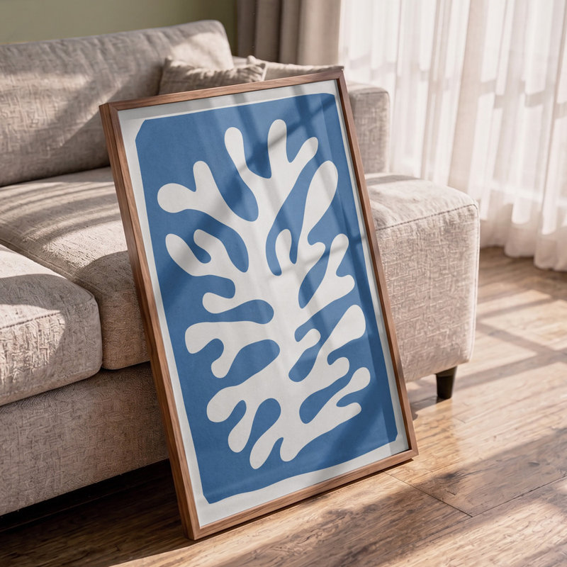 White Coral Abstract Print by Other Artist, 12 × 18, Framed Canvas, Tan
