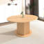 Table ronde en bois élégante pour 4 à 6 personnes, piètement texturé, en bois d'hévéa, table de salle à manger conviviale, table hexagonale extensible 6 places