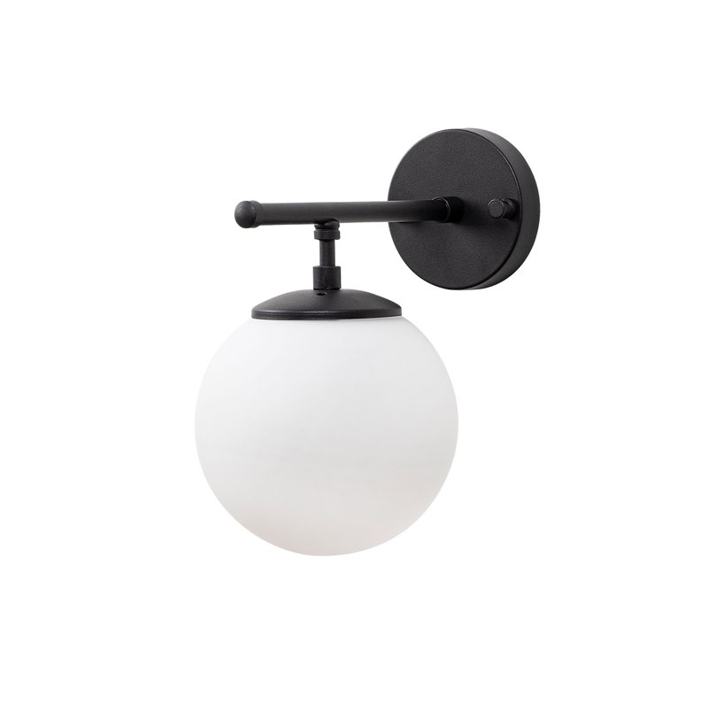 Modern Wall Lamp with Metal Body & Glass Cap, Black & Cream | 5.9 x 9.4 x 9.4 inches | E14 Socket (Max 40W) | Industrial & Scandinavian Design | Perfect for Living Room, Bedroom, & Office Decor