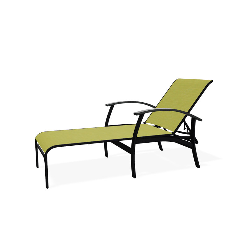 Chaise longue inclinable Askar, Lime 38D Sunbrella®, Graphite classique P30, Noir texturé