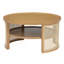 Table basse ronde à 2 niveaux en bois naturel avec base en rotin de rangement de 31,3 po