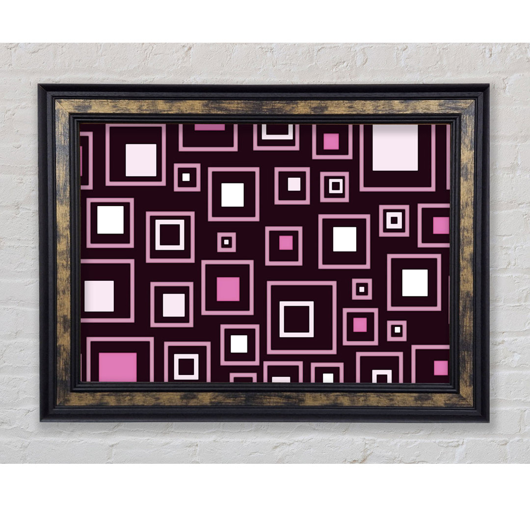 Squares In Squares Pink - Einzelne Bilderrahmen Kunstdrucke