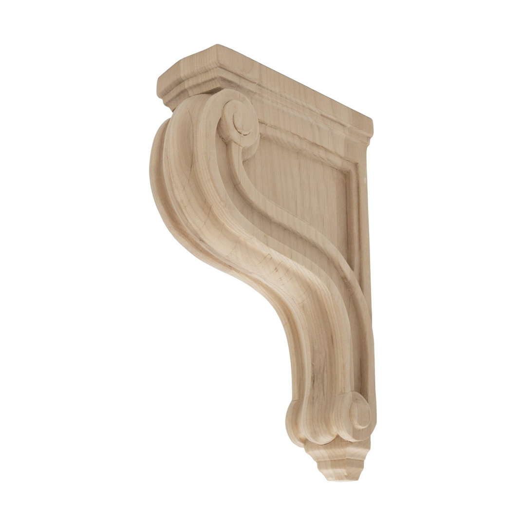 8 in x 2 in x 4-3/4 in Unfinished Small Solid Classic Traditional Plain Wood Corbel Architectural Products by Outwater L.L.C.