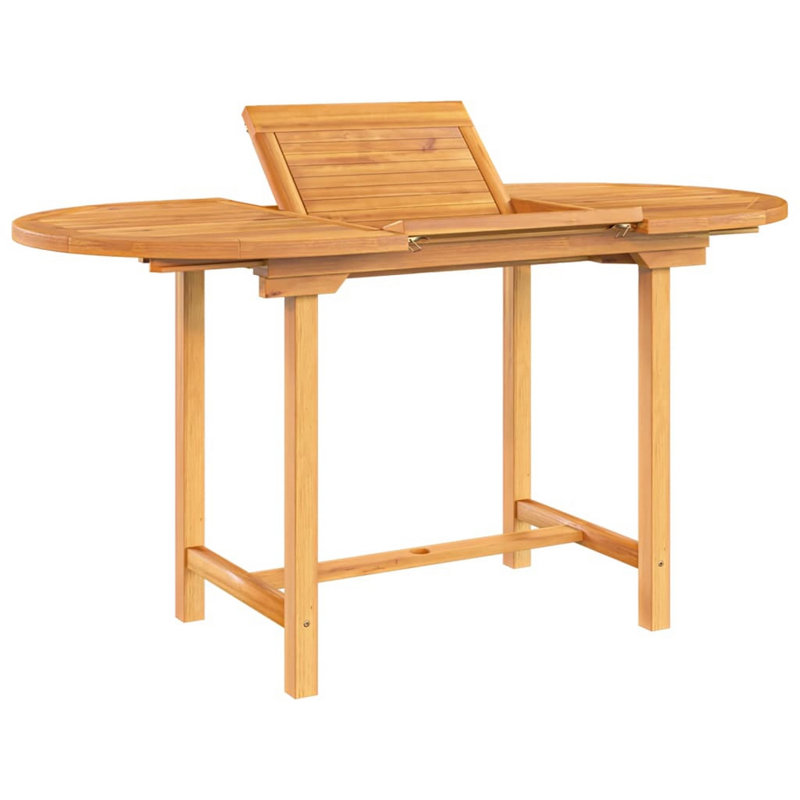 Table de salle à manger extérieure Bettsy, plateau ovale extensible de 43 à 63 pouces, brun bois de teck sablé 31,5 po x l 43-63 po x H 29,5 po